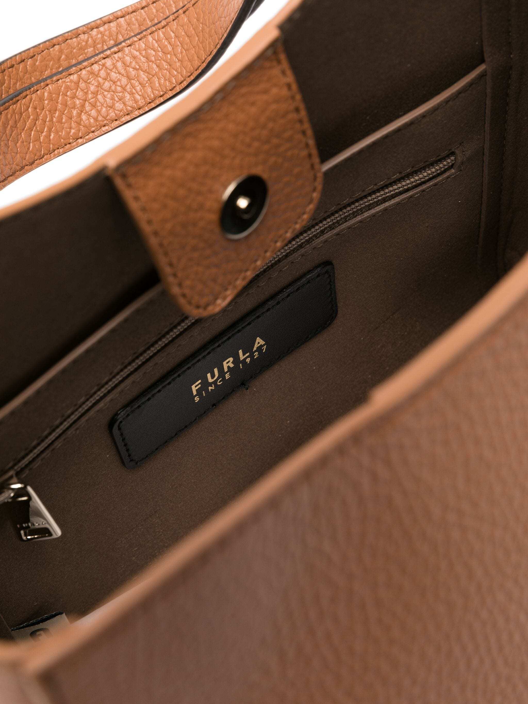 Furla Nuvola Leather Bucket Bag In Brown