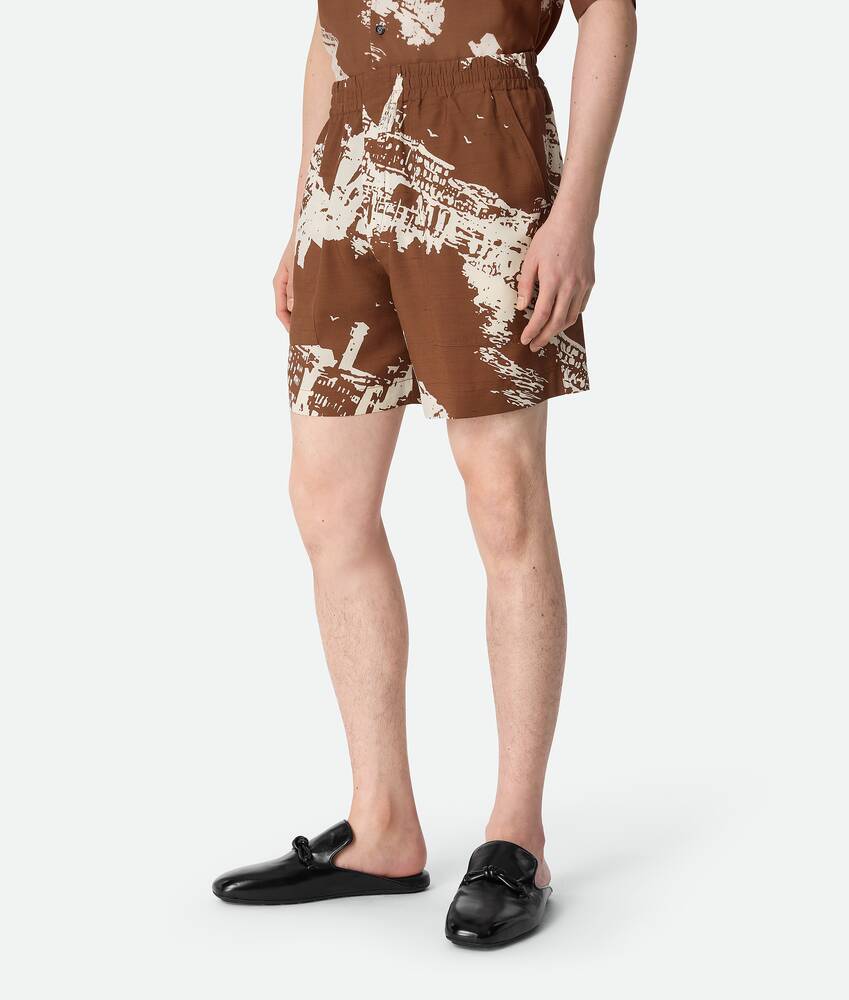 Bottega Veneta Seidenshorts Mit Italienischer Postkarte In Multi