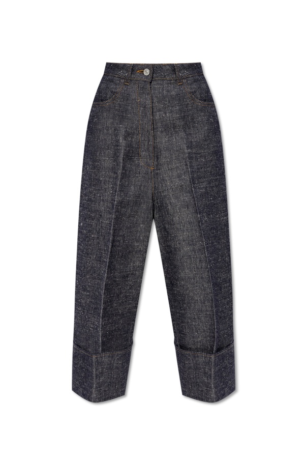 Shop Givenchy Cropped Palazzo Pants In Blue