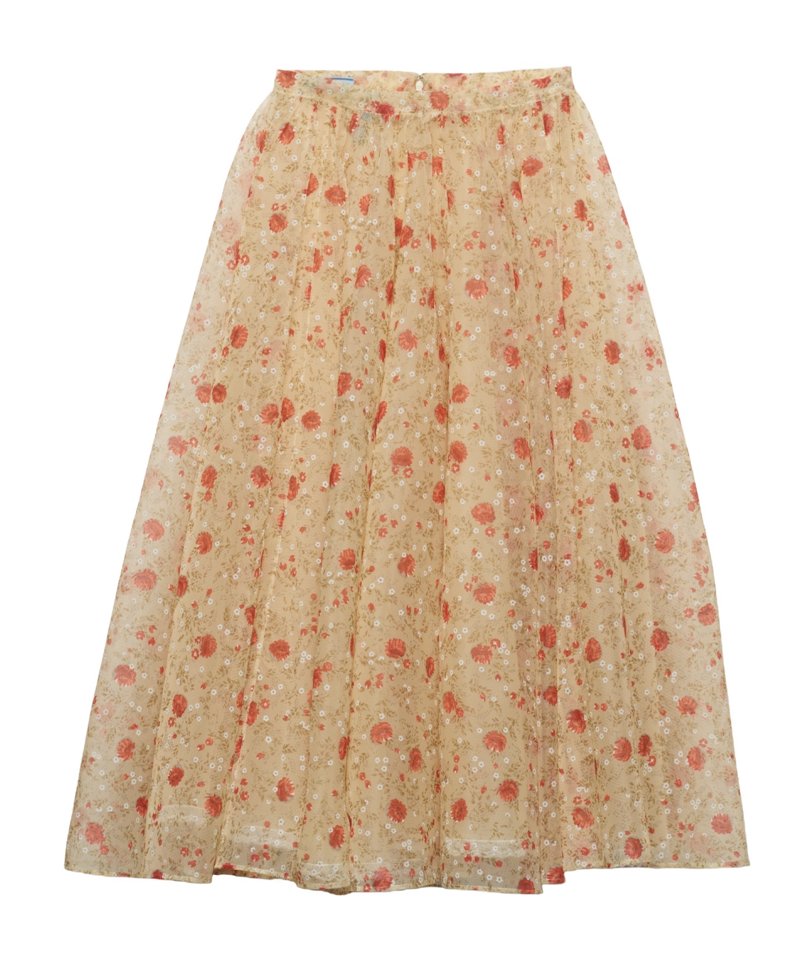 Prada Printed Midi Skirt With Built-in Underskirt In Red