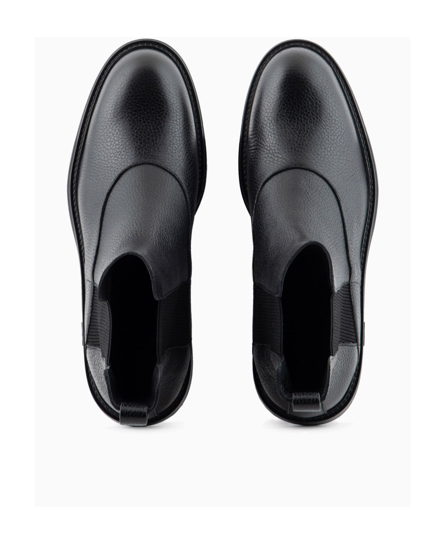 Emporio Armani Elastic Side Panel Flat Sole Boots In Black