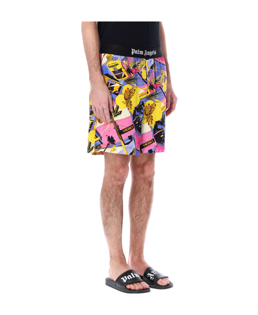 Palm Angels Miami Flower Deck Shorts In Multicolor