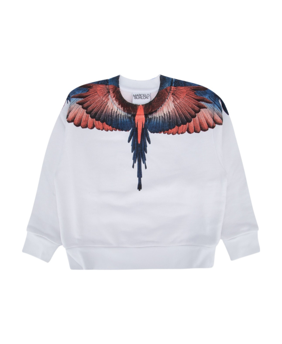 Marcelo Burlon County Of Milan Wings-print Organic-cotton Sweatshirt In White