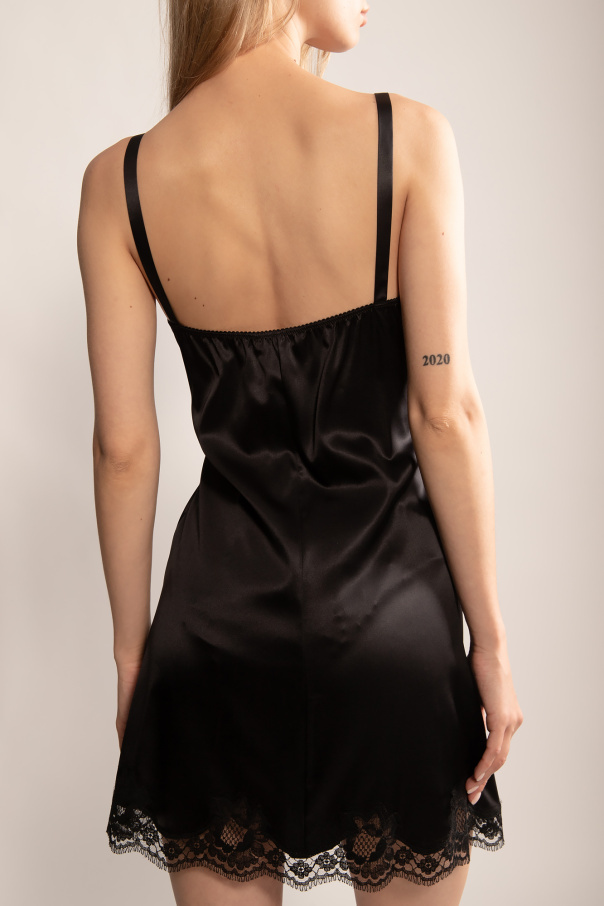 Dolce & Gabbana Lace-detailing Silk-blend Camisole In Black