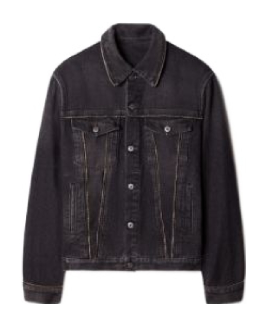 Off-white For Ever Denim Skate Jacket With Decorative Zips In Black