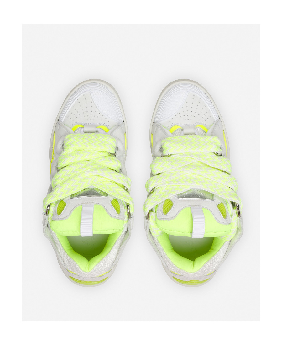LANVIN BASKETS CURB 'BLANC/JAUNE FLUO' SNEAKERS