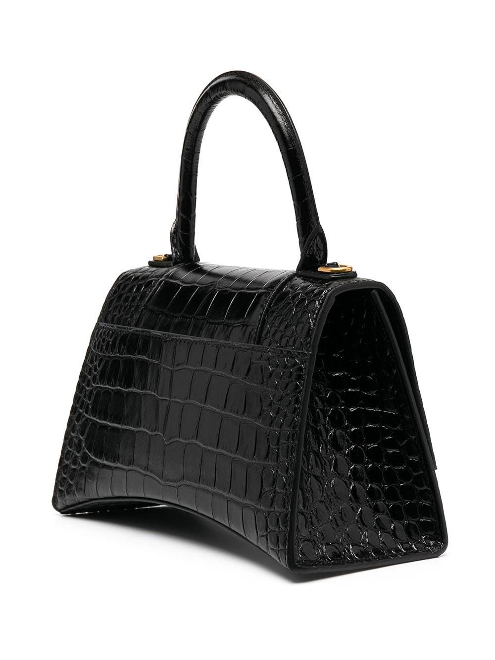 Balenciaga Borsa Hourglass Small Con Lavorazione Coccodrillo Da Donna In Nero In Black