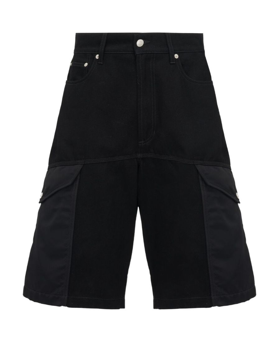 Alexander Mcqueen Organic Cotton Bermuda Shorts With Nylon Inserts In Black