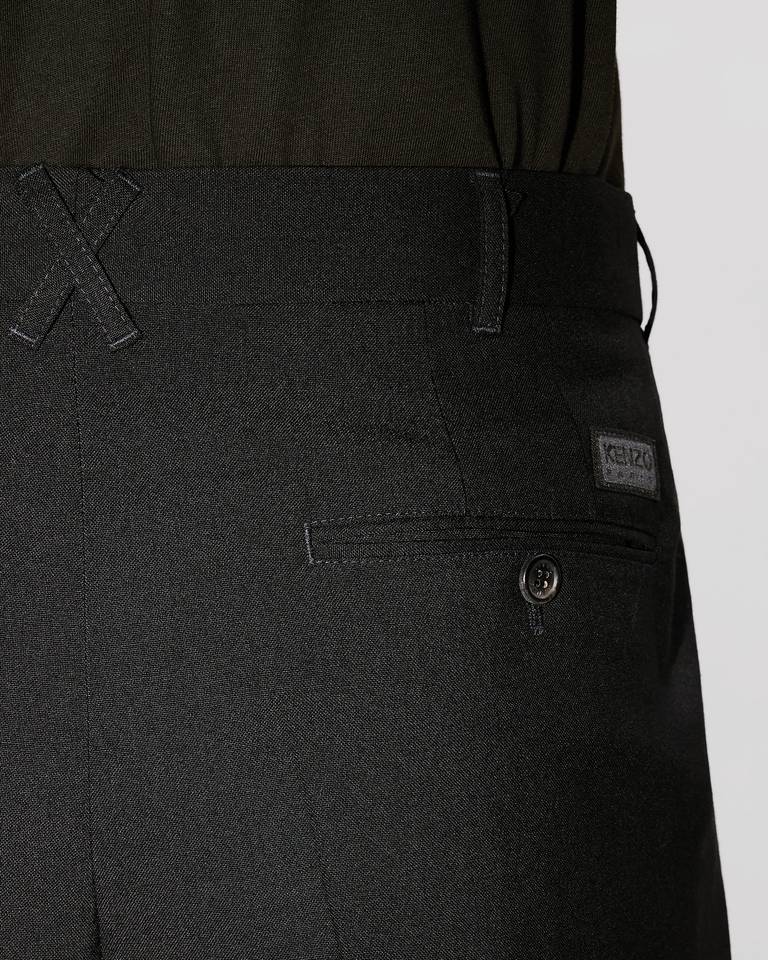 Kenzo Wool Pleated Tailored Trousers In Black