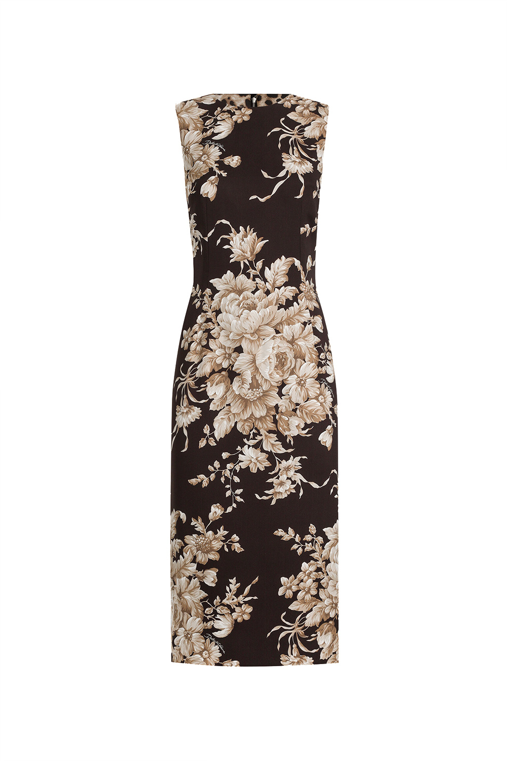 Dolce & Gabbana Rose Cretonne Charmeuse Sleeveless Midi Dress In Multi