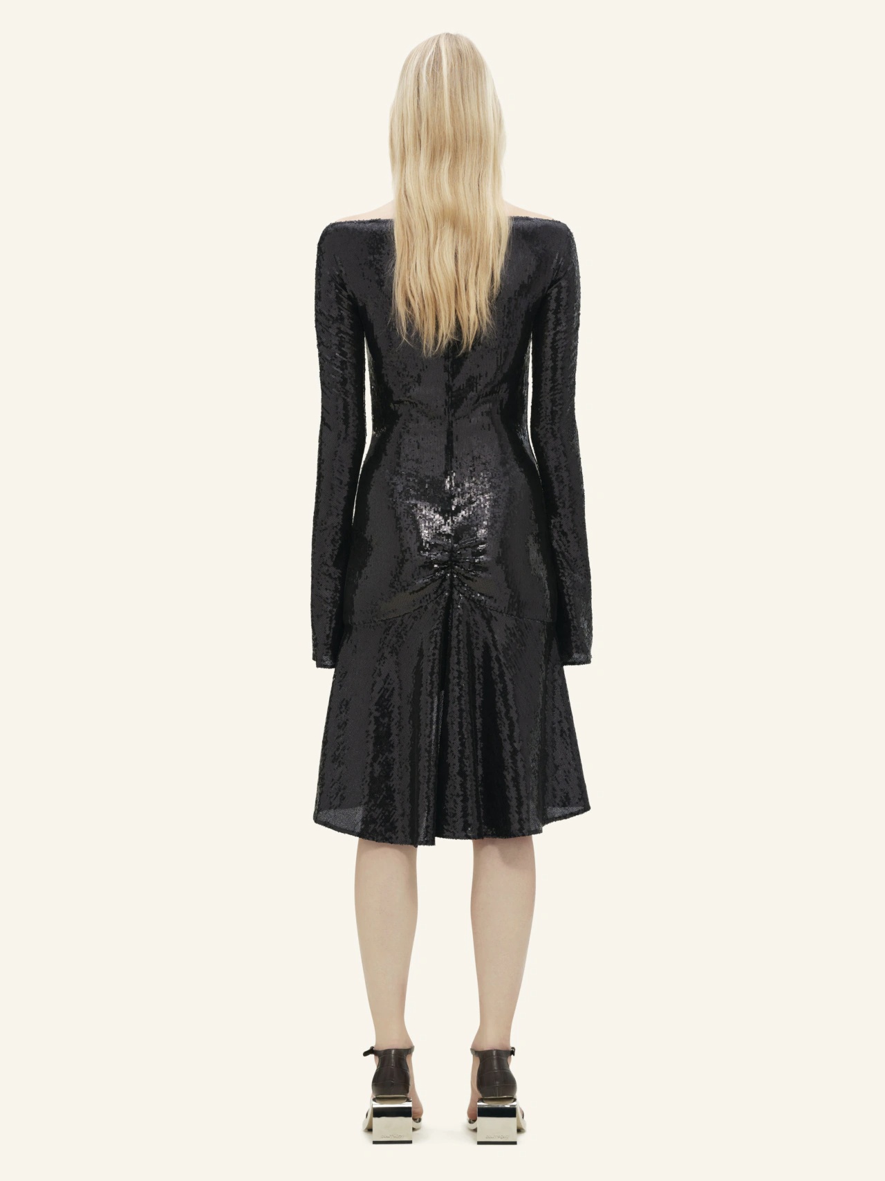Courrèges Ellipse Glitter Zipped Dress In Black