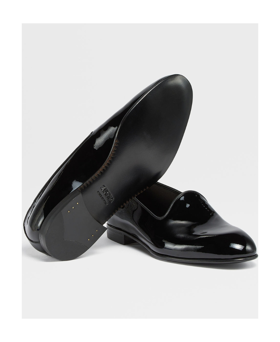Zegna Chaussures Sans Lacets Gala En Cuir Noires In Black