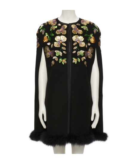 Valentino Round Neck Cape In Black