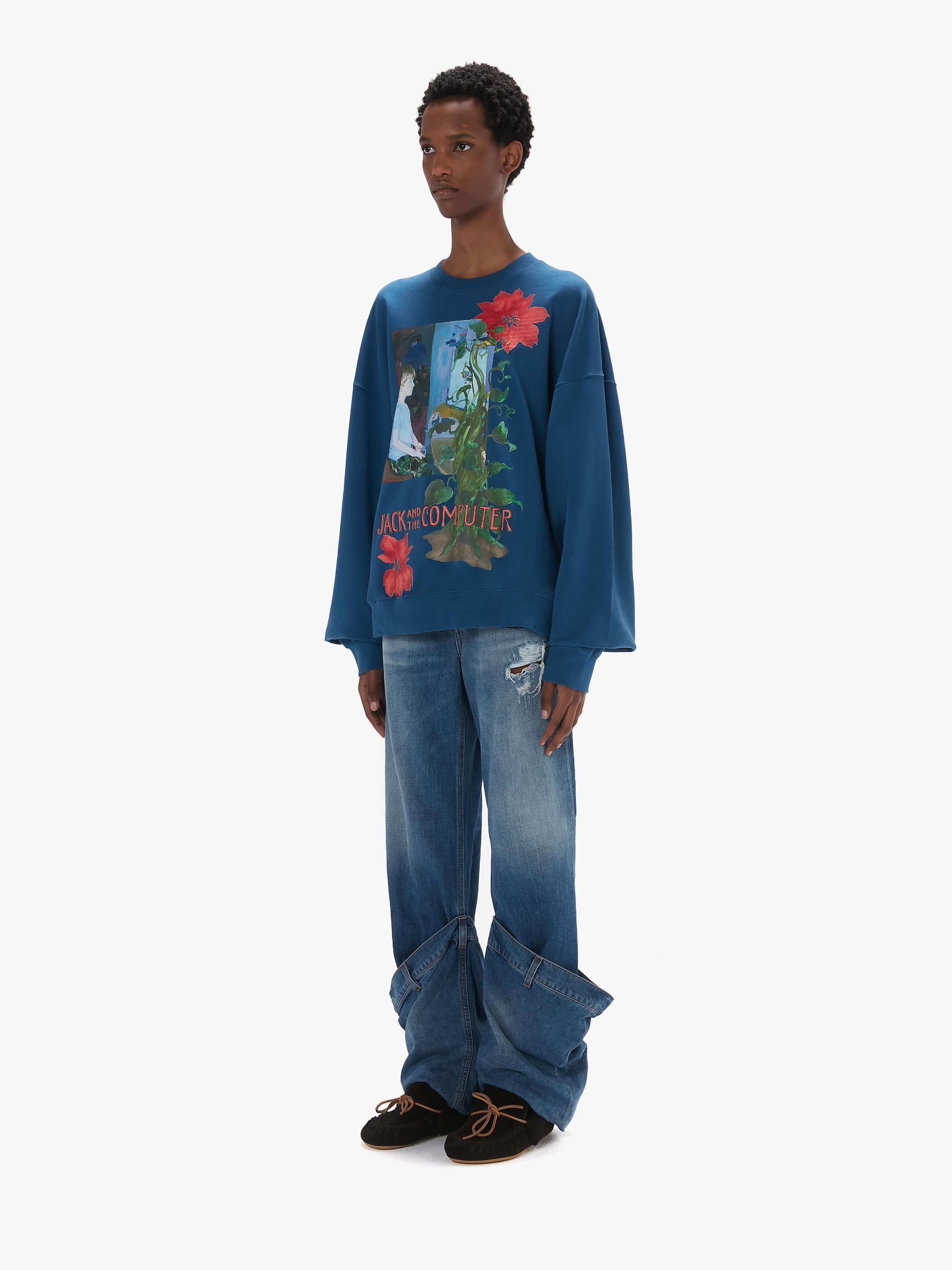 Jw Anderson X Christiane Kubrick Jack On The Computer Sweatshirt In Blue