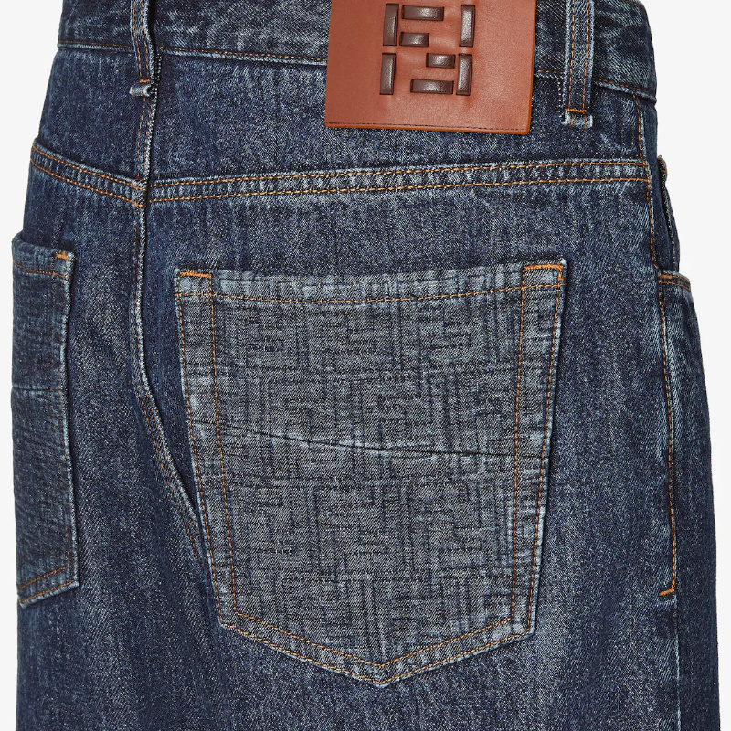 Fendi Straight Leg Denim Trousers With Five Pockets In Blue