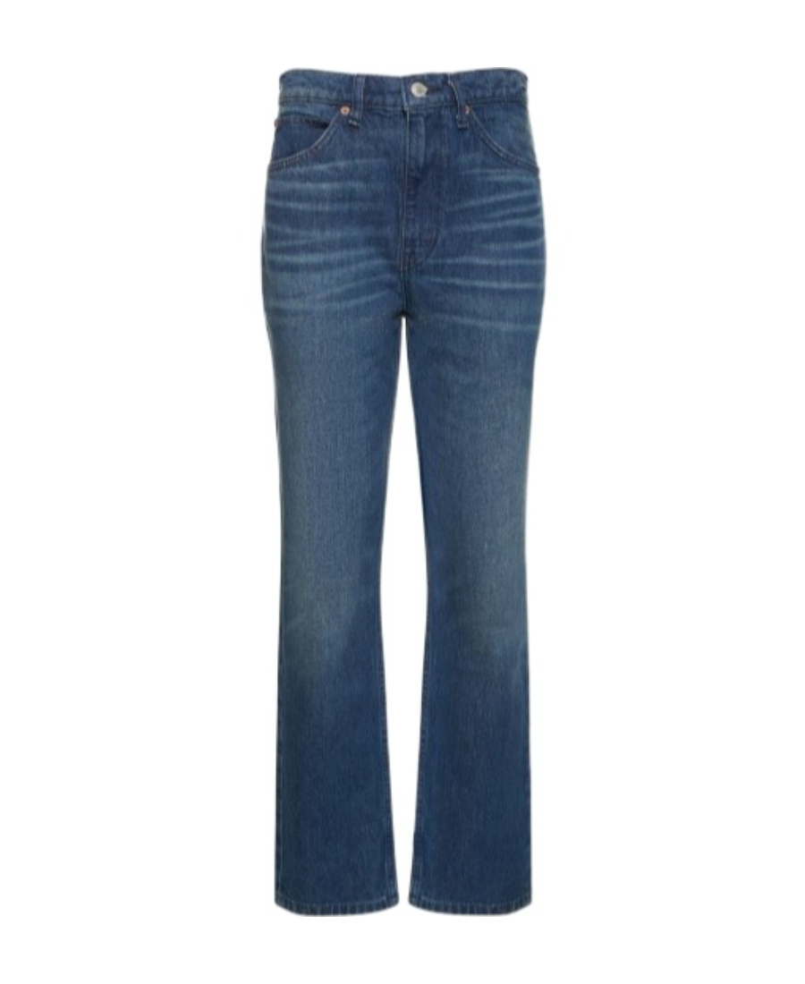 Re/done Denim Trousers With Logo Affixed In Blue