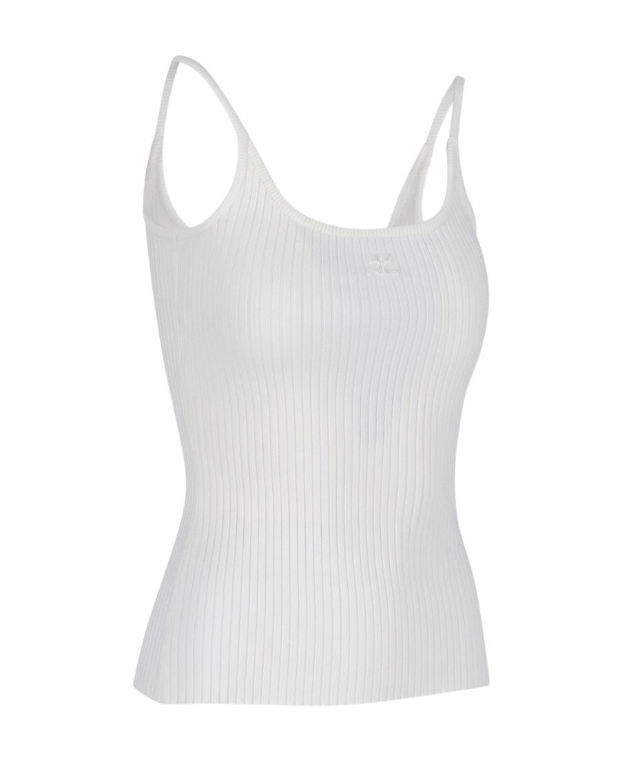 Shop Courrèges Ribbed-knit Tank-top In White