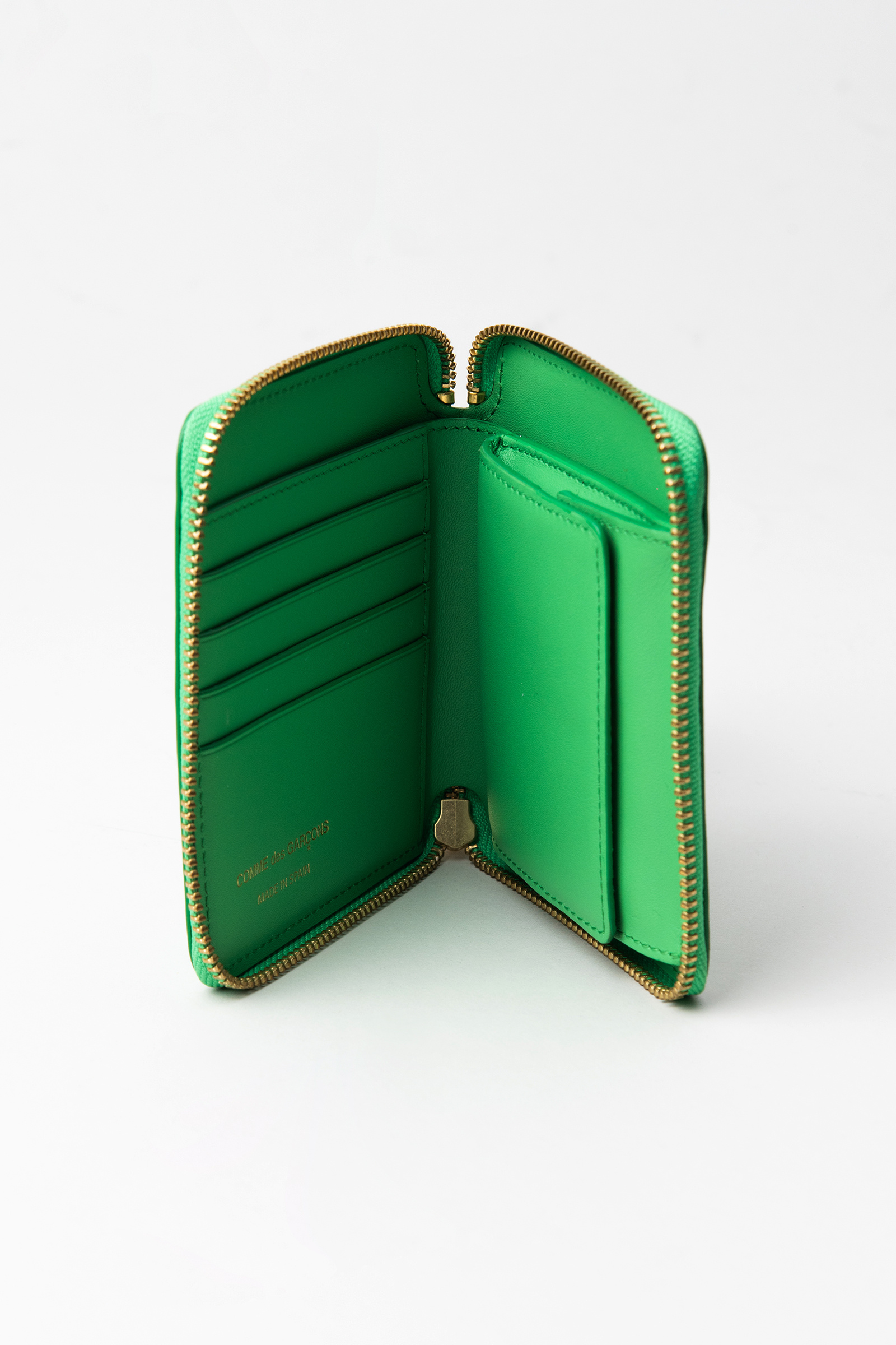 Shop Comme Des Garçons Zip-around Leather Wallet In Green