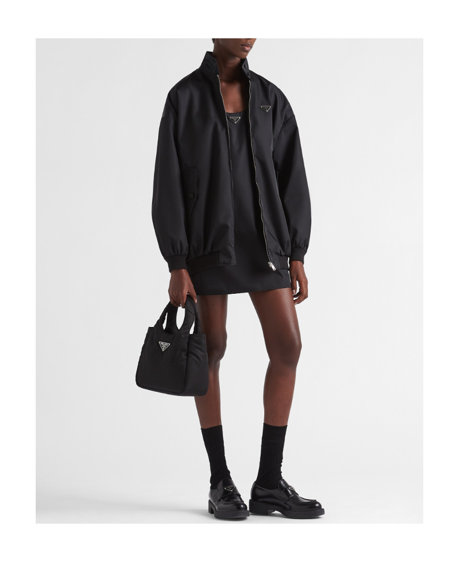 Prada Logo Plaque Padded Mini Tote Bag In Black
