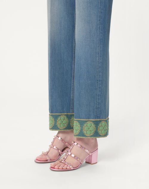 Valentino Rockstud Caged 60 Leather Sandal In Pink