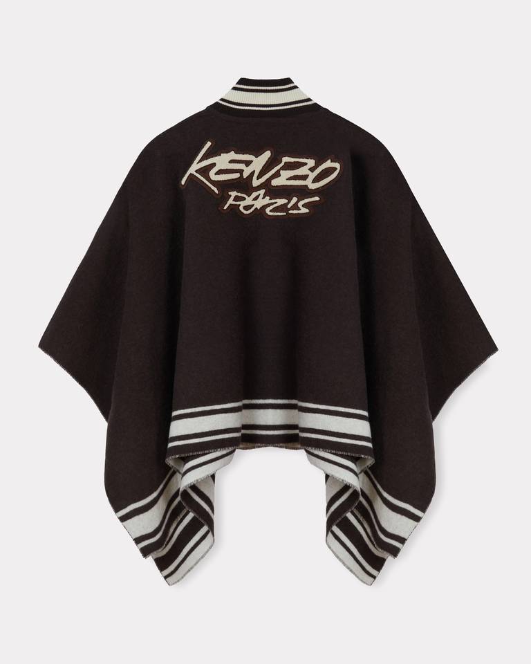 Kenzo ' X Futura 2000' Poncho In Wool In Black