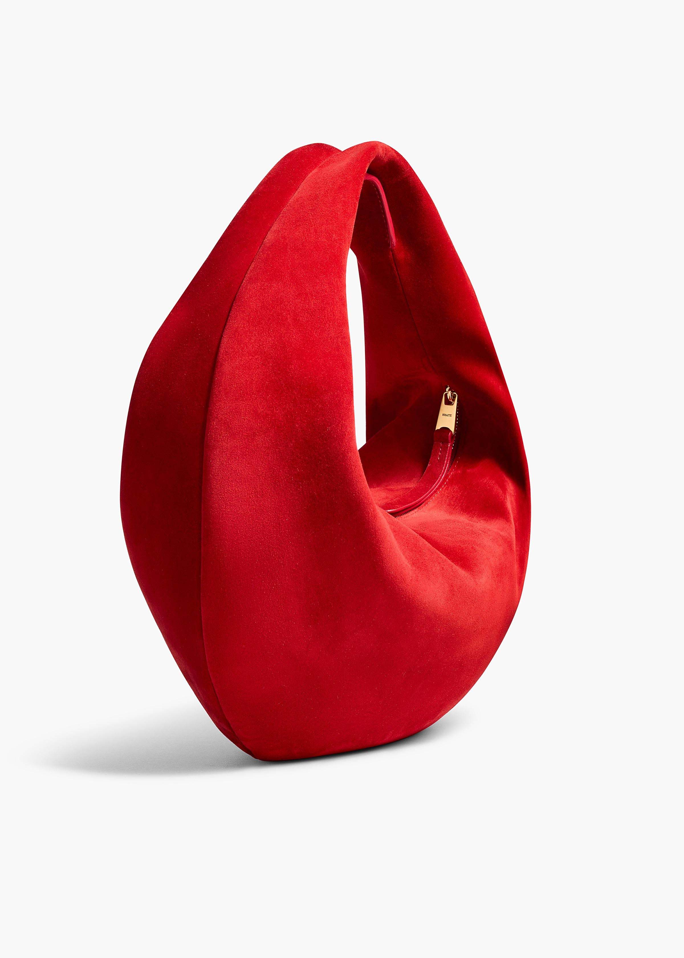 Khaite Medium Olivia Hobo Bag Rebel Red Suede In Red