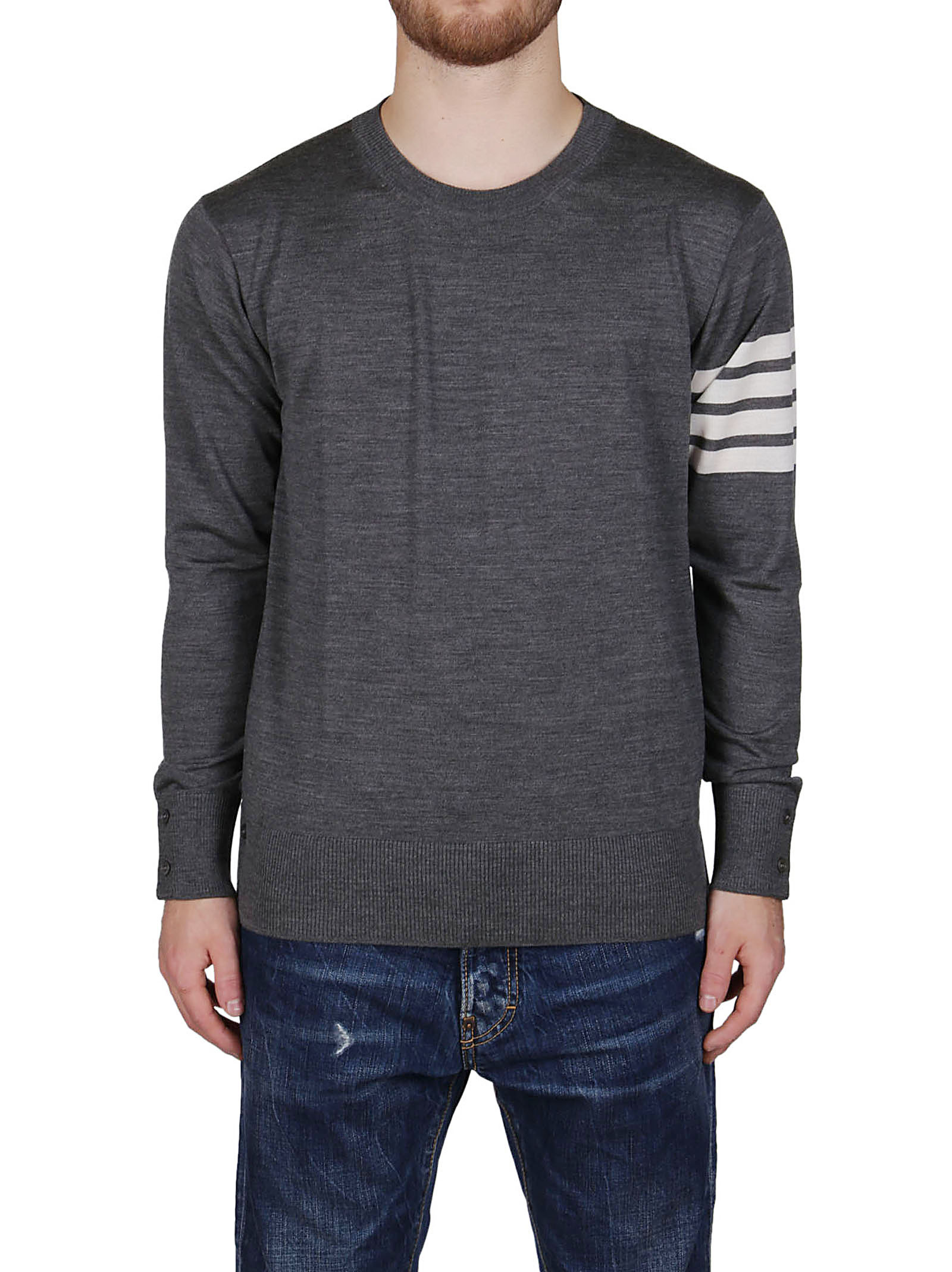 Thom Browne Dark Gray Wool 4-bar Sweaters In Black