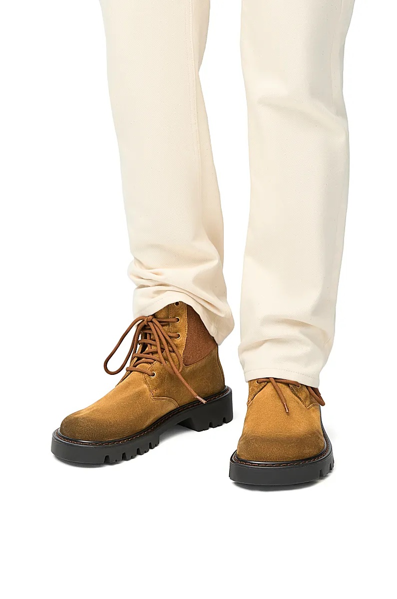 Loewe Sierra Military Ankle Boots In Suede In Brown