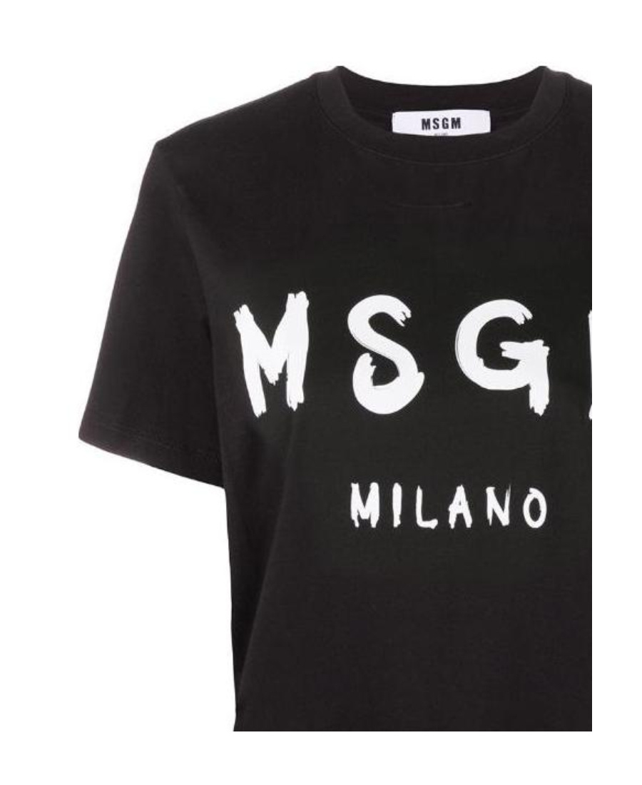 Msgm Black Printed T-shirt In Black