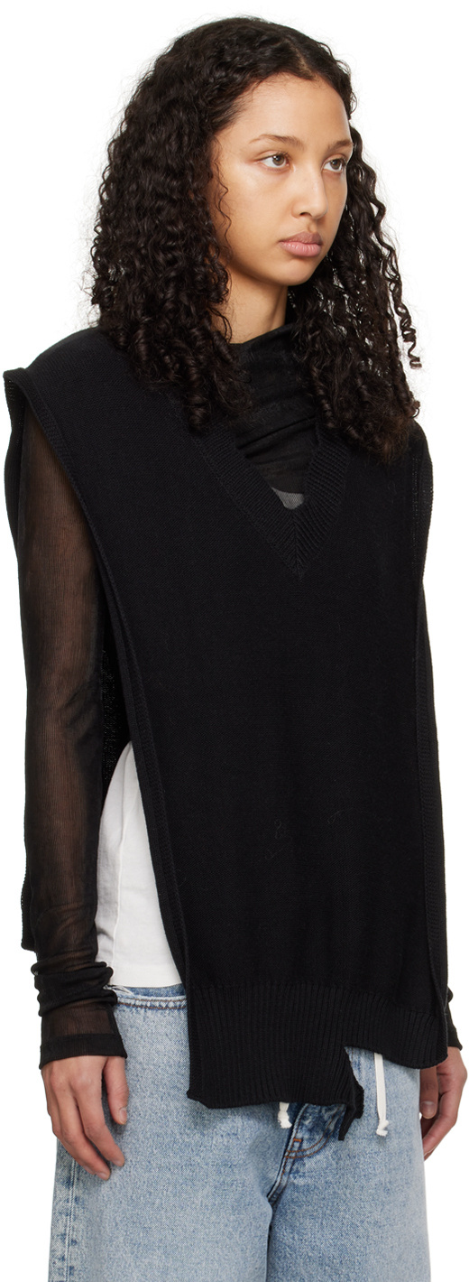 Mm6 Maison Margiela Wool Shawl Sweater In Black