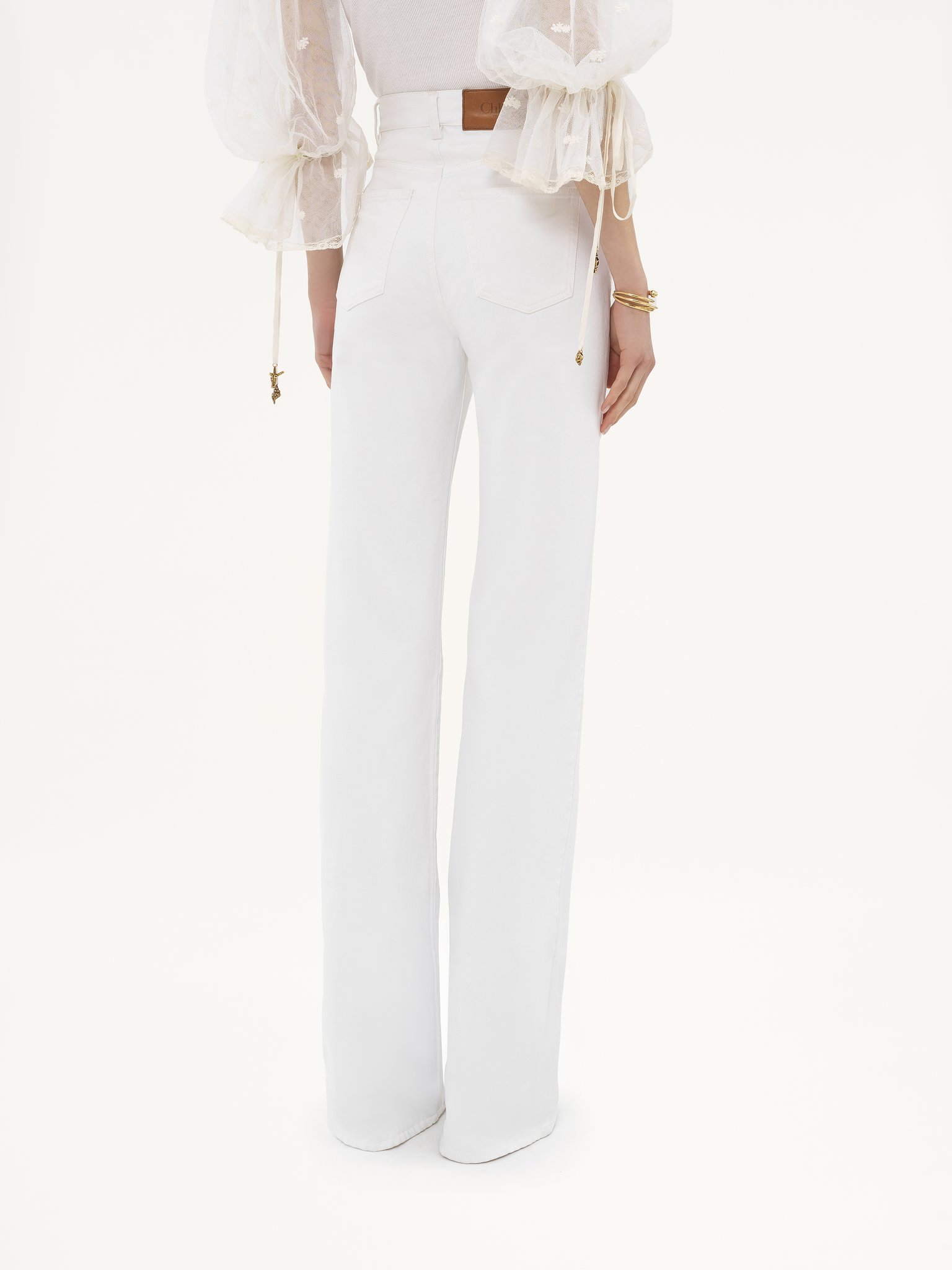 Chloé Rigid High-rise Organic Denim Flared Jeans In White