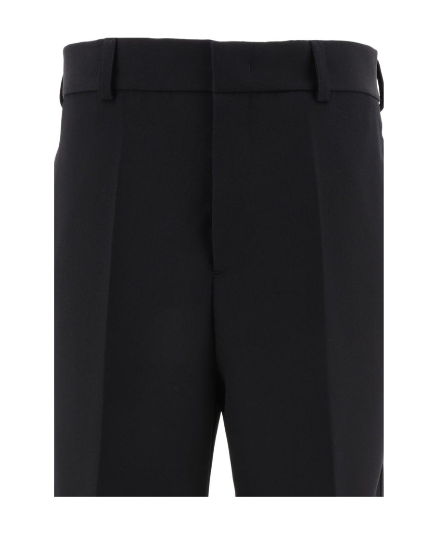 Jil Sander Cropped Wool Gabardine Trousers With Elastic Waistband In Black