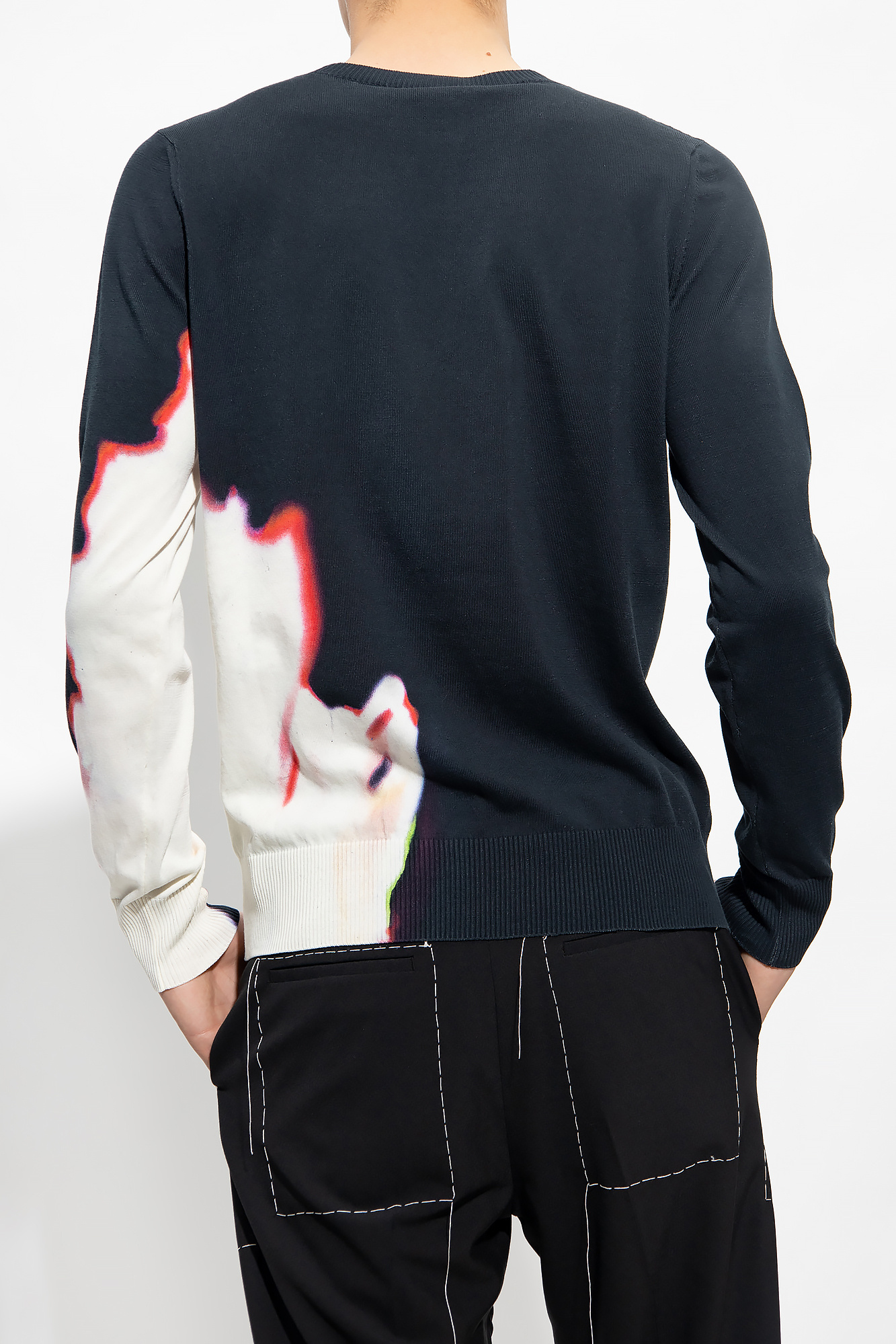 Alexander Mcqueen Solarised Flower-print Crew-neck Jumper In Black