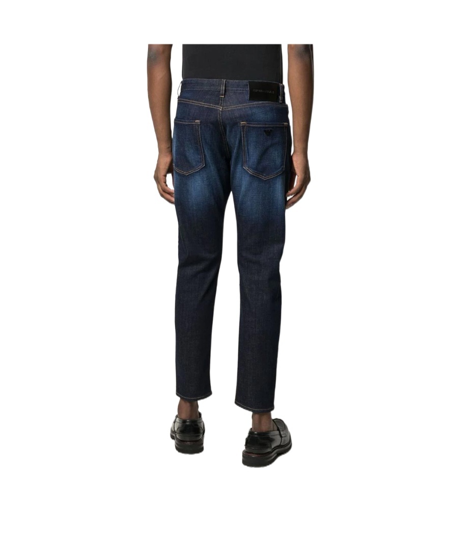 Emporio Armani Faded Slim-cut Jeans In Black