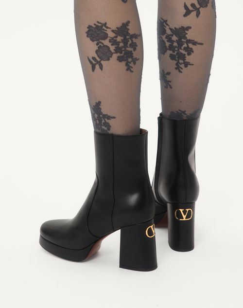 Valentino Garavani Fawcette Platform Ankle Boot In Calfskin 90mm Woman Black 42 In Black