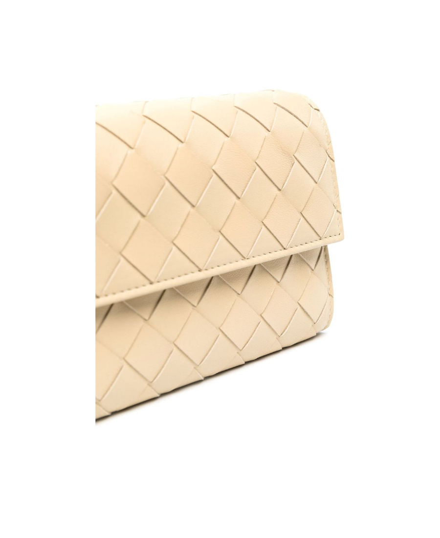Bottega Veneta Intrecciato Leather Chain Wallet In Nude