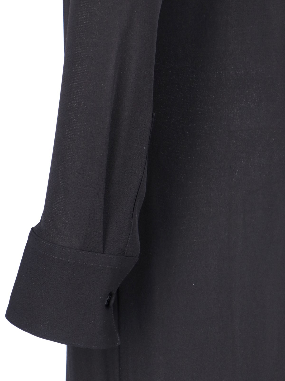 Jil Sander Sheer Fabric Knee Length Dress With Cuffed Sleeves In Black
