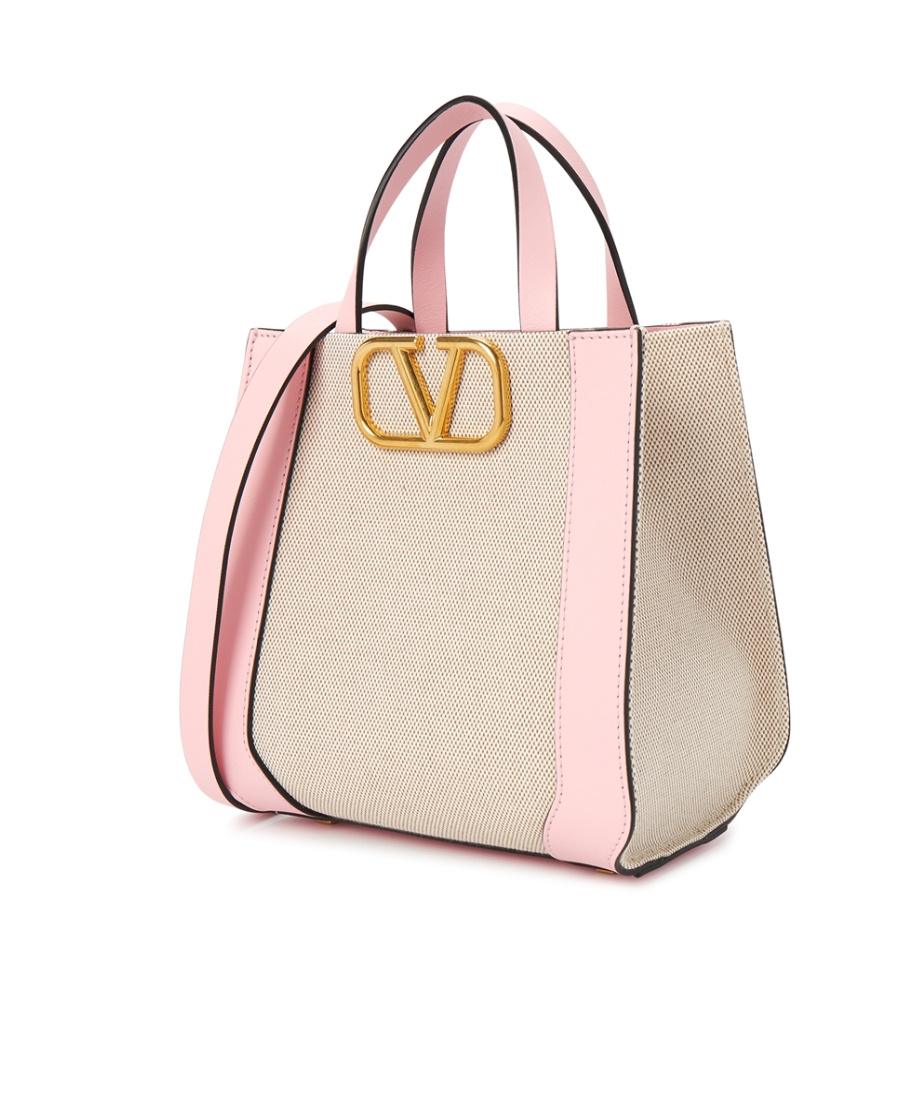 Valentino Logo Shoulder Bag In Nude