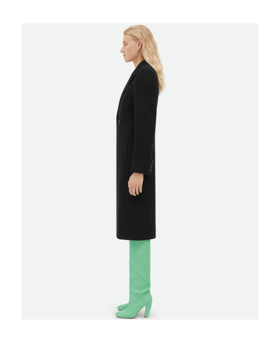 Bottega Veneta Structured Double-breasted Maxi Coat In Black