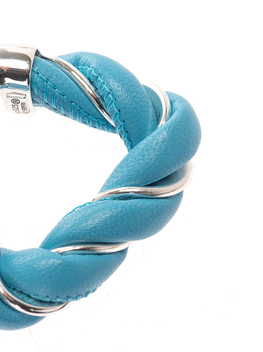 Bottega Veneta Triangle Twisted Hoop Earrings In Blue