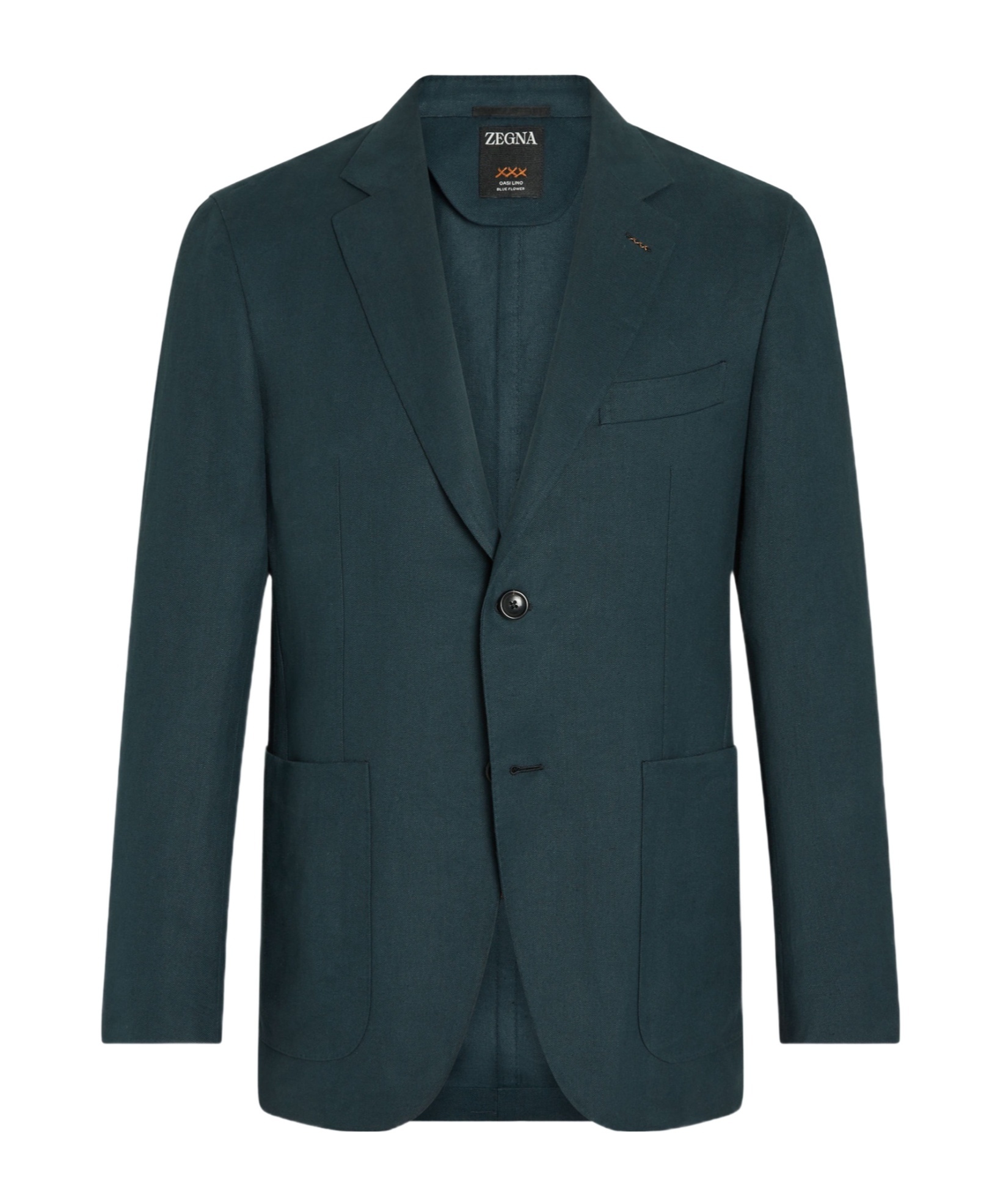 Zegna Dark Teal Blue Oasi Lino Blue Flower Jacket In Blue