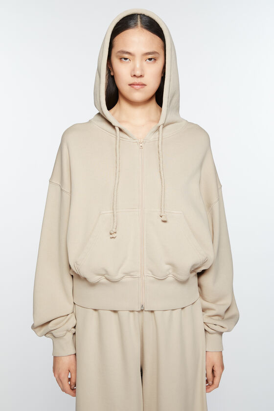 Acne Studios Hooded Zipper Sweater In Nude