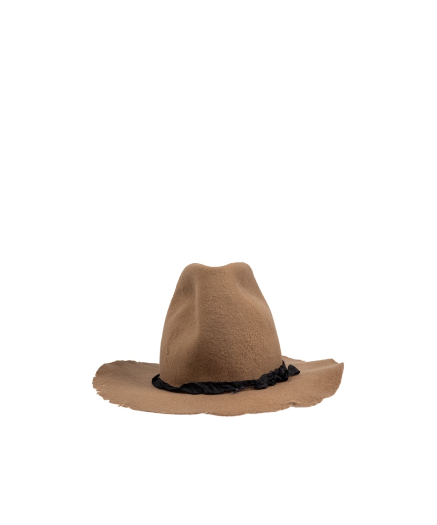 Yohji Yamamoto Irregular Brim Hat In Brown