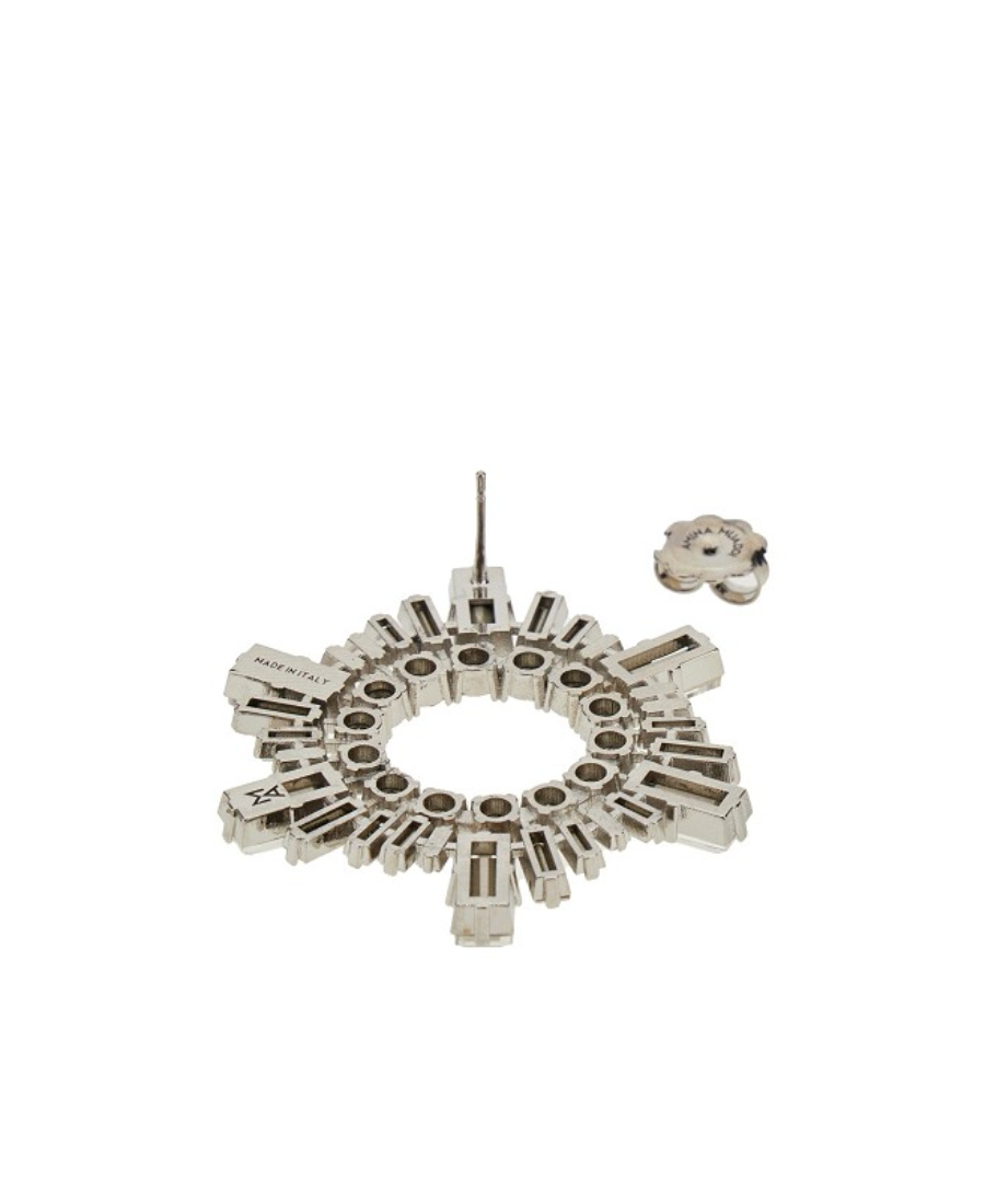 Amina Muaddi Logo Earrings In Gray