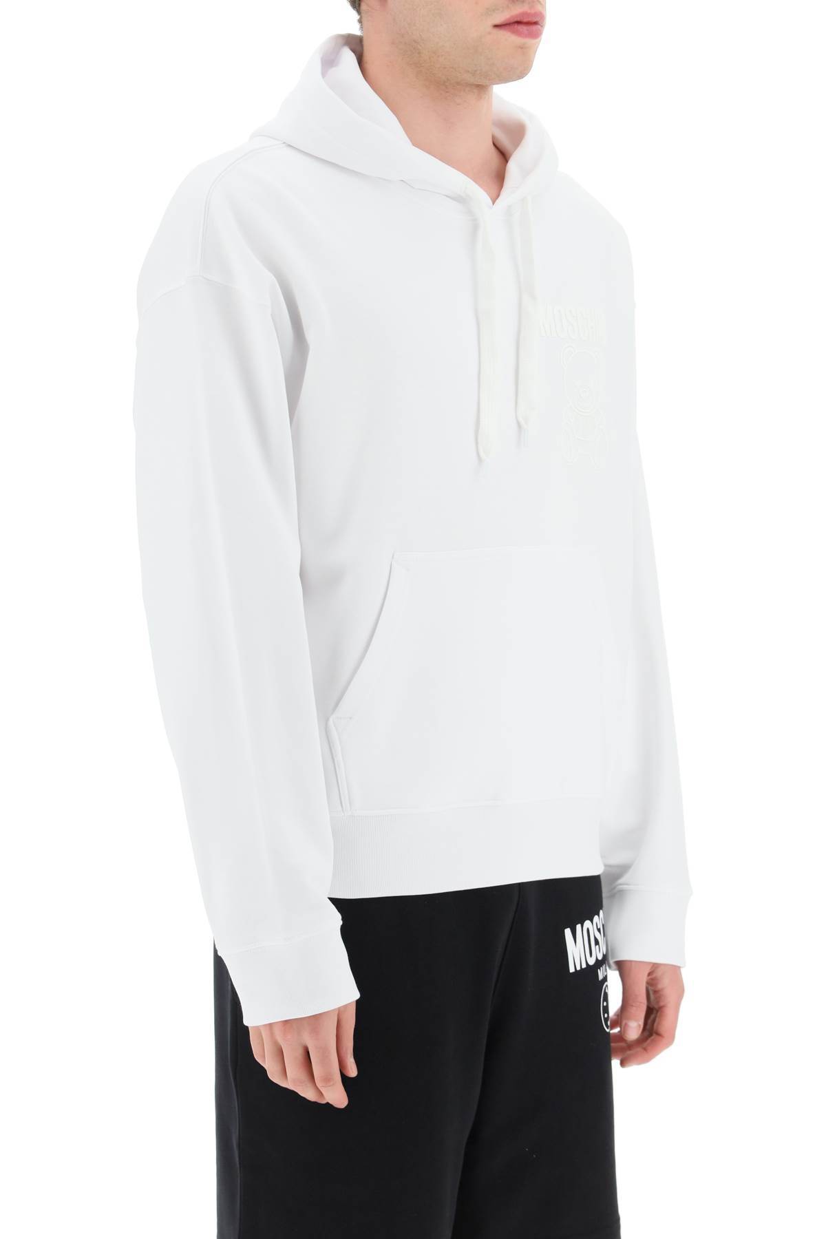 Moschino Teddy Bear Motif Hoodie In White