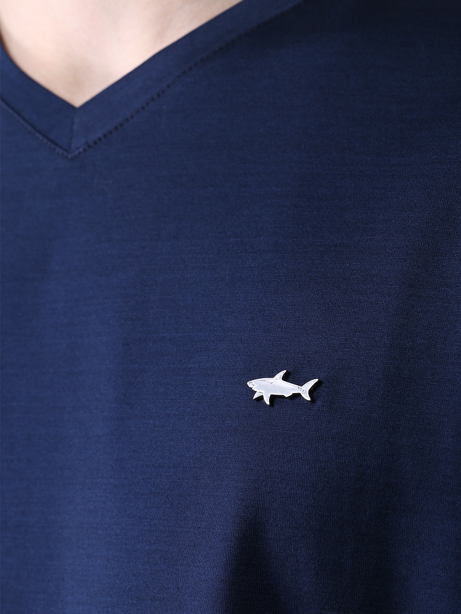 Paul & Shark V-collar Logo T-shirt In Blue