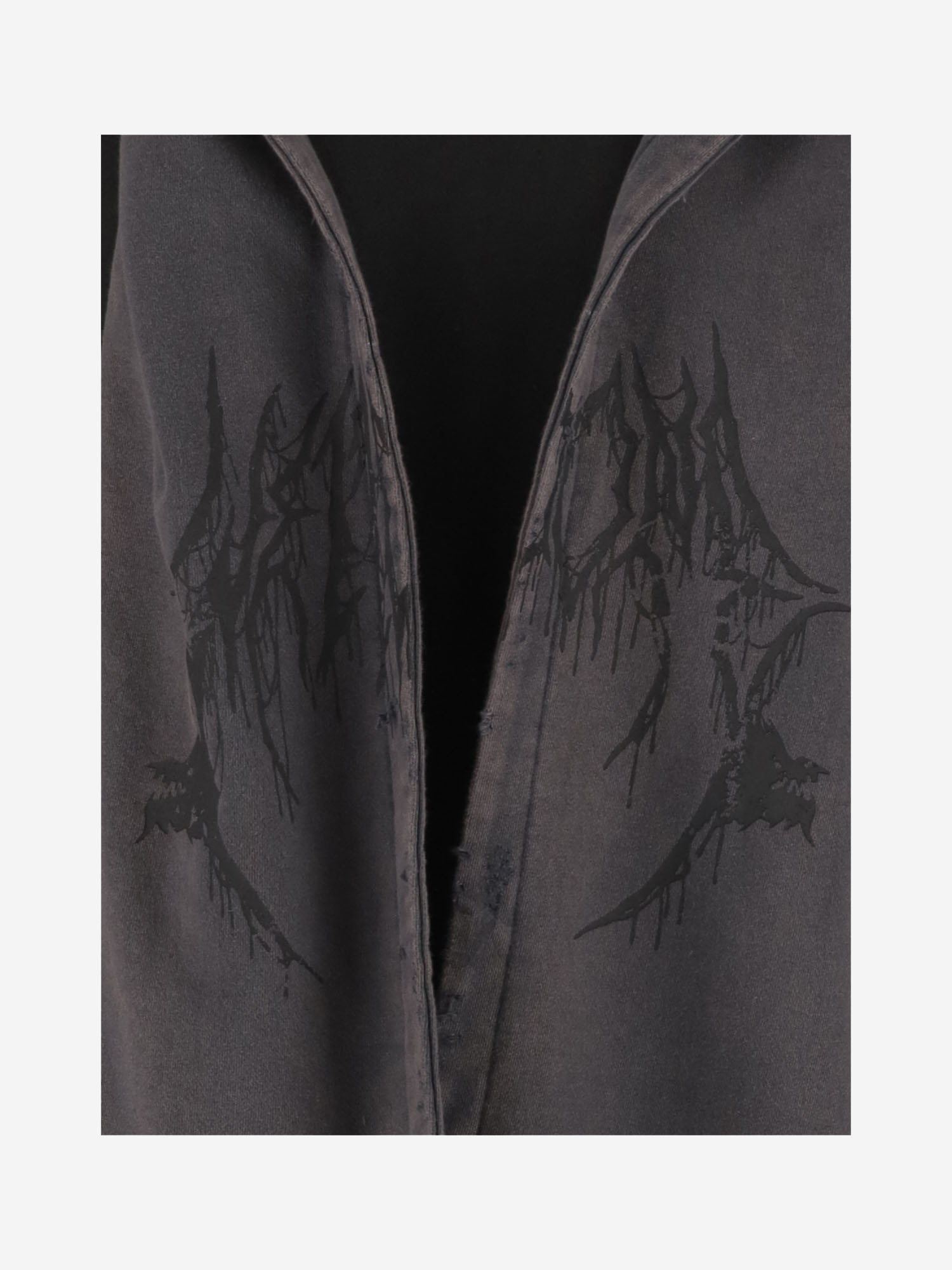 We11 Done Cotton Distressed Muffler Sweatshirt In Black