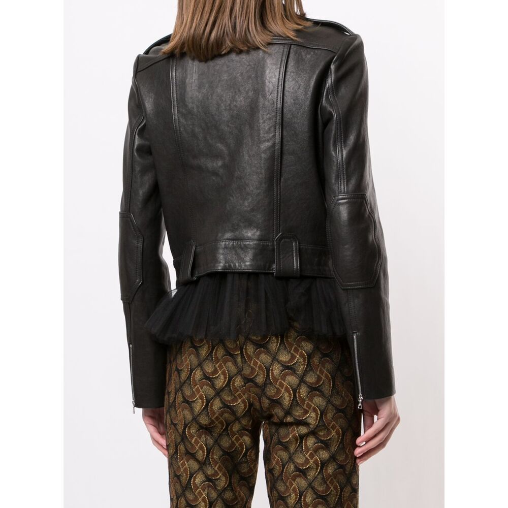 Khaite Cropped Lamb Nappa Leather Jacket With Pointed Collar In Black