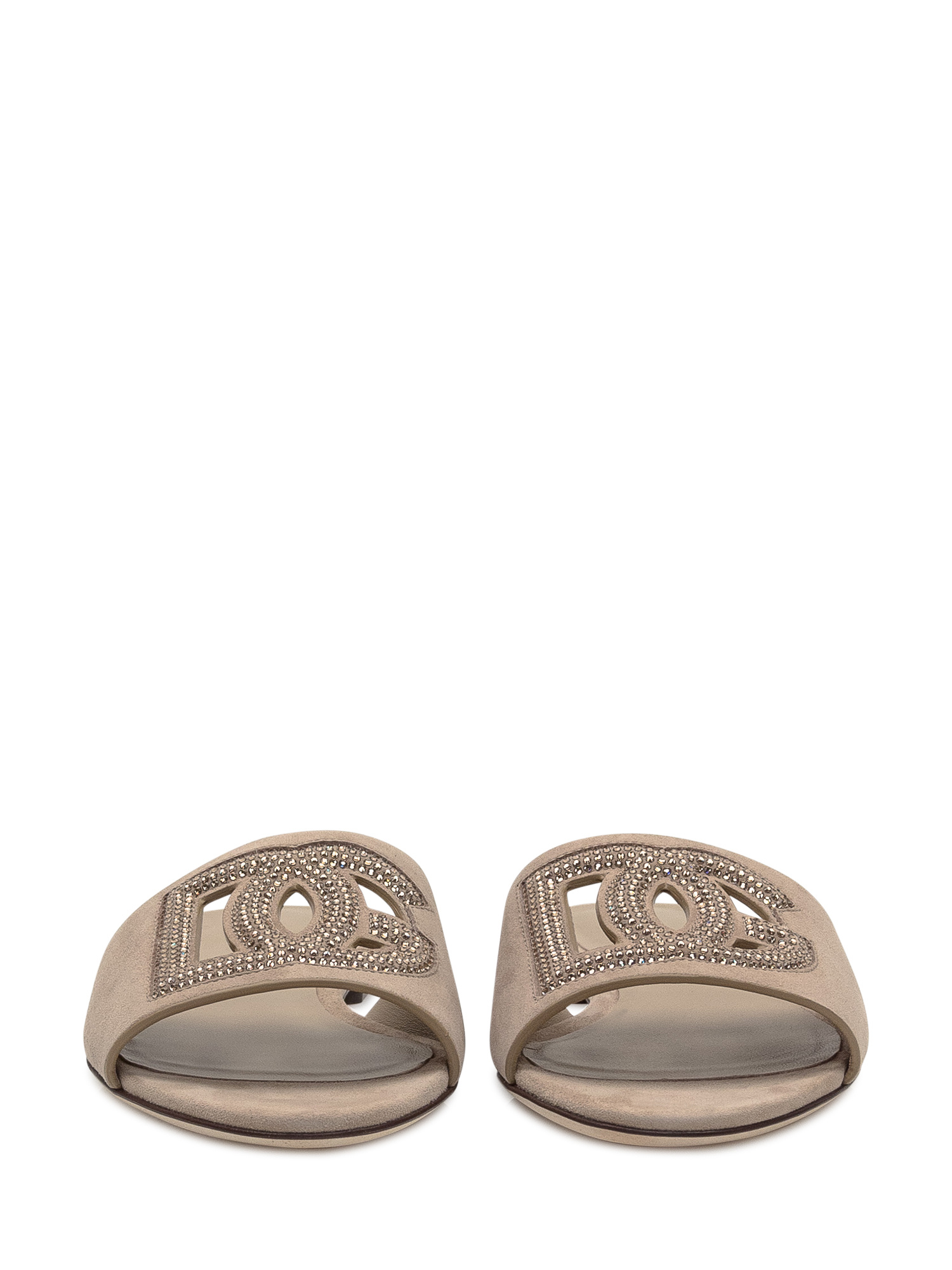 Dolce & Gabbana Slippers Suede Strap Embellished In Brown