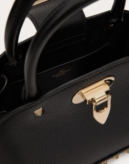 Valentino Garavani Garavani Rockstud Small Handbag In Grainy Calfskin Woman Black Uni In Black